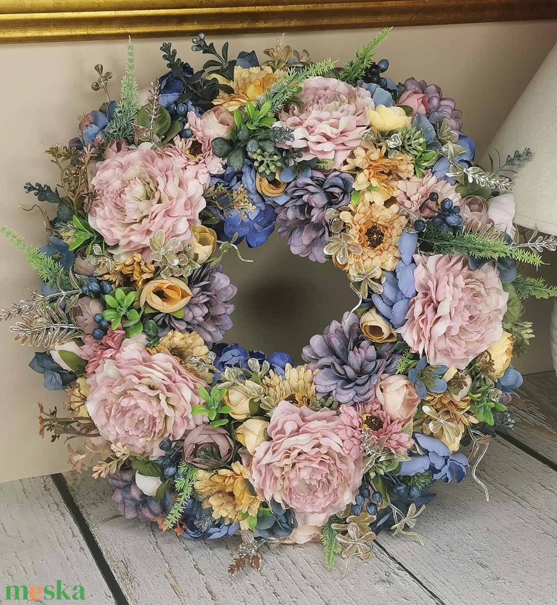 Mezei virágos kopogtató - otthon & életmód - dekoráció - ajtó- és ablak dekoráció - ajtódísz & kopogtató - Meska.hu