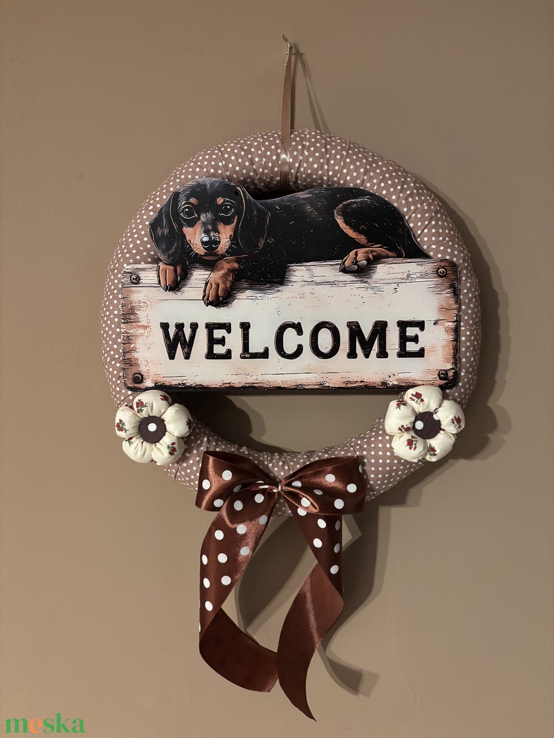 Kutyás koszorú - otthon & életmód - dekoráció - ajtó- és ablak dekoráció - ajtódísz & kopogtató - Meska.hu