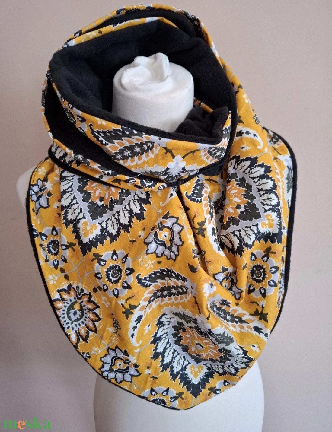 Mustársárga-fekete Meleg Kendősál - ruha & divat - női ruha - poncsó - Meska.hu