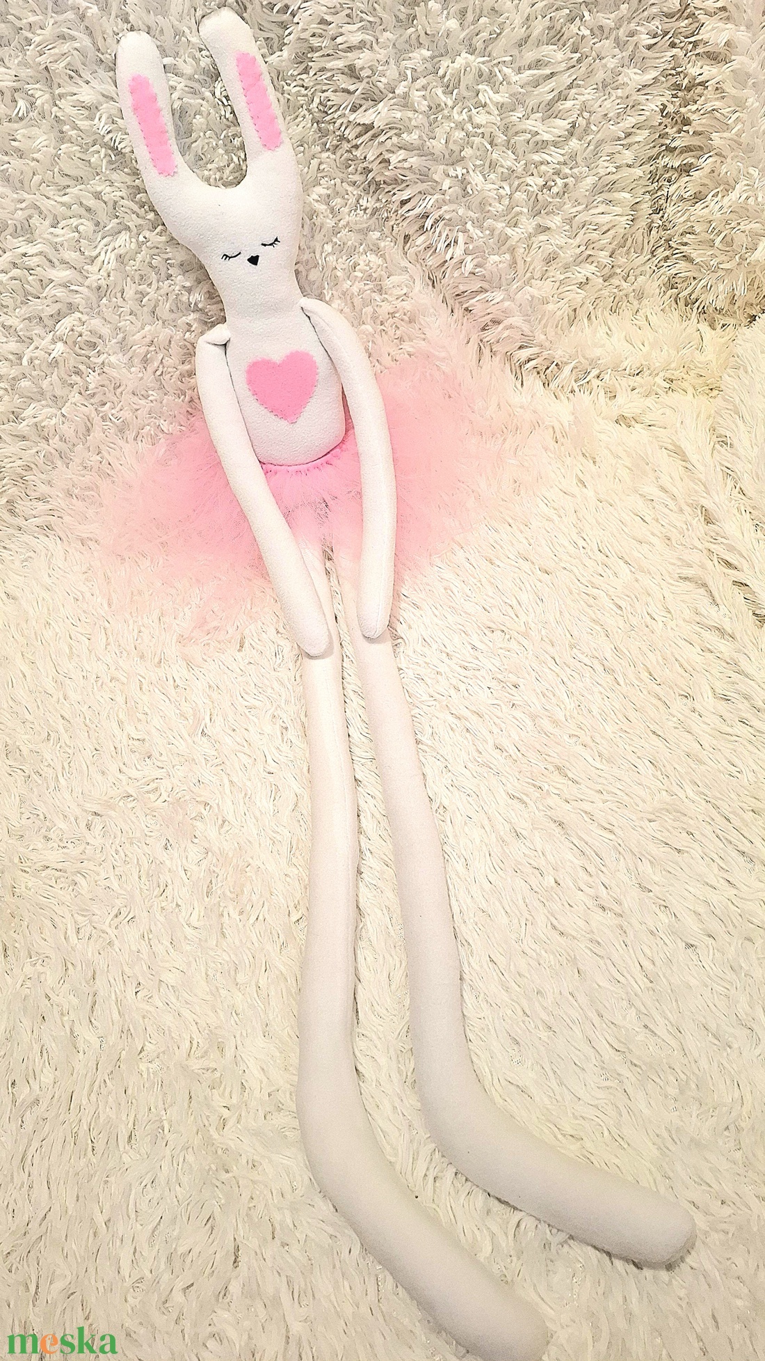 Textil Nyuszi (kb 110cm magas) - baba - mama - baba játékok - szundikendő, alvóka - Meska.hu