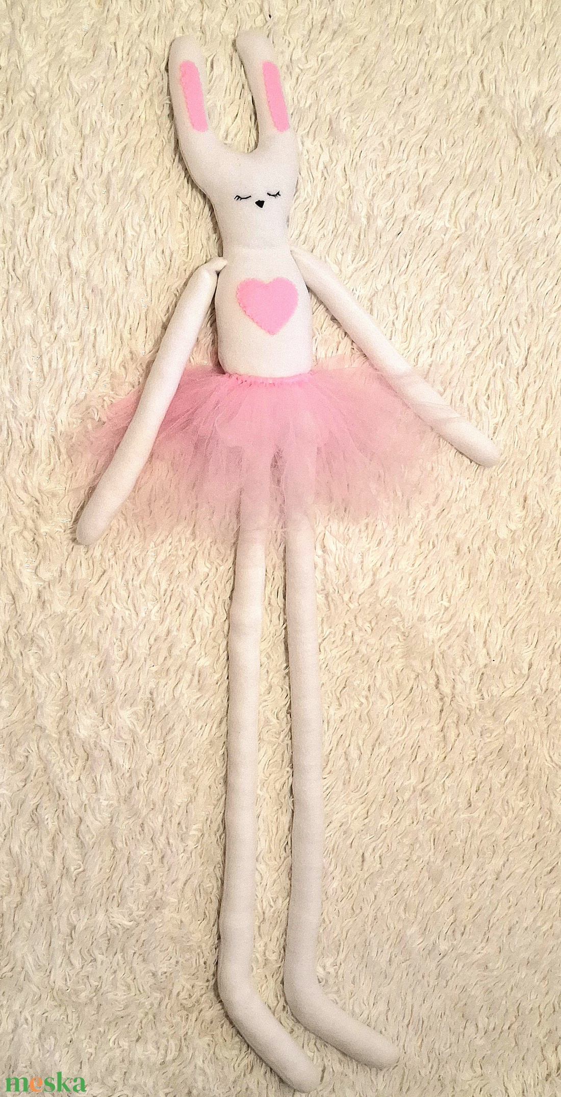 Textil Nyuszi (kb 110cm magas) - baba - mama - baba játékok - szundikendő, alvóka - Meska.hu