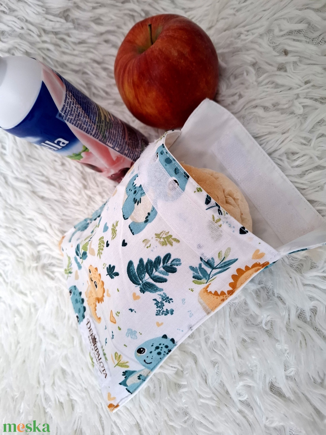 Dínós Szendvics/nasi tasak - táska & tok - uzsonna- & ebéd tartó - szendvics csomagoló - Meska.hu