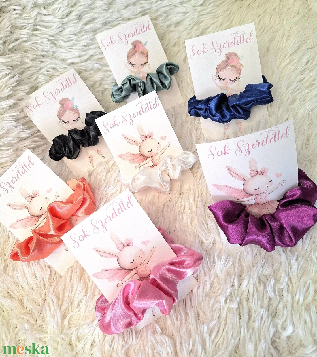 Rózsaszín szatén hajgumi - ruha & divat - hajdísz & hajcsat - hajgumi - Meska.hu