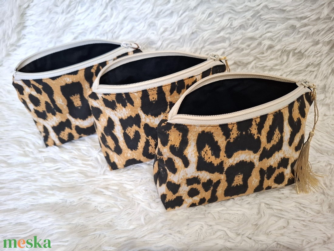 Leopárdmintás neszeszer � kézzel készült, bojtos cipzárral - táska & tok - neszesszer - Meska.hu
