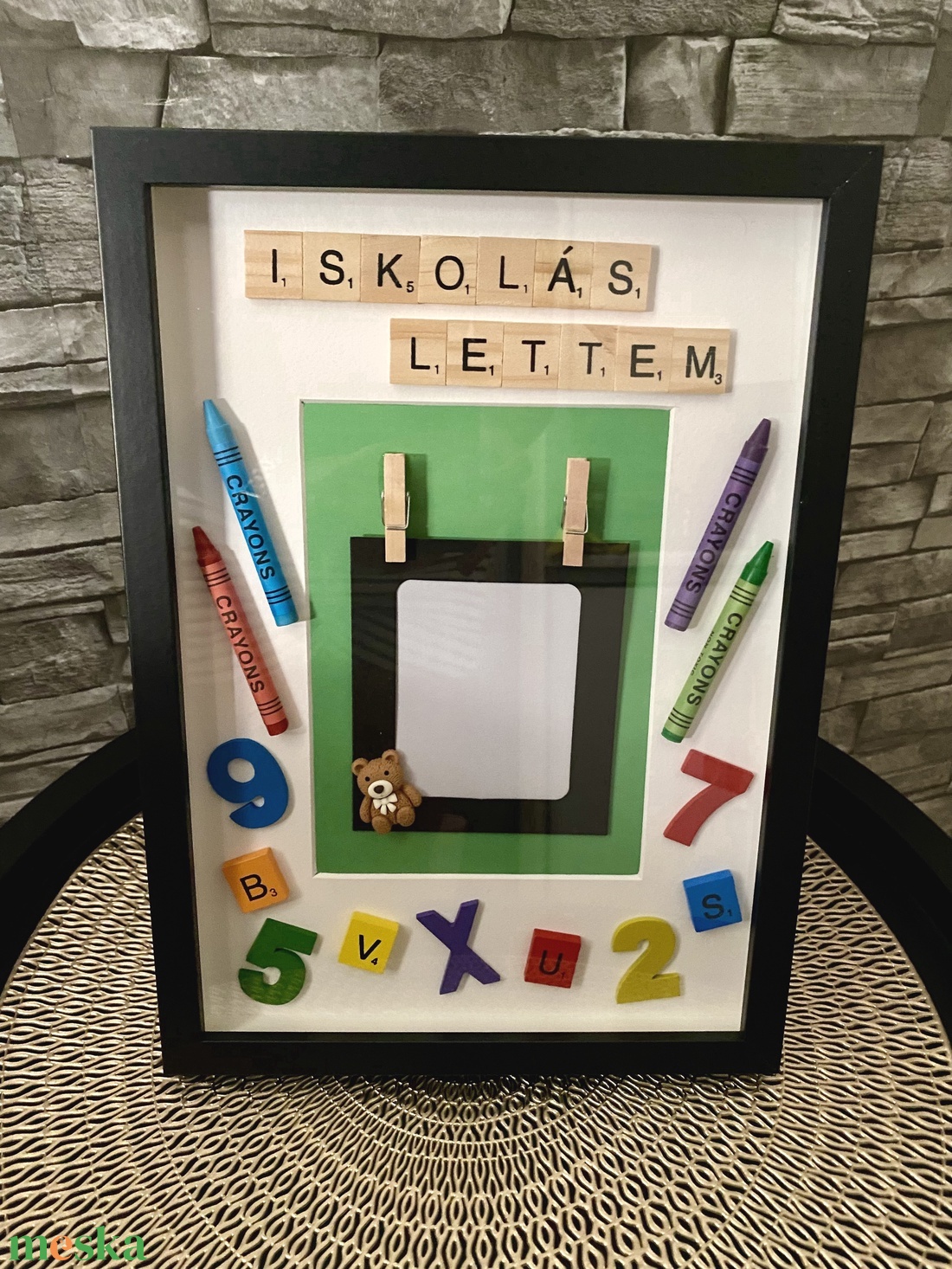 Ovis ballási ajándék , Iskolás lettem 3D képkeret, falikép Fekete-Zöld - táska & tok - hátizsák - iskolatáska - Meska.hu