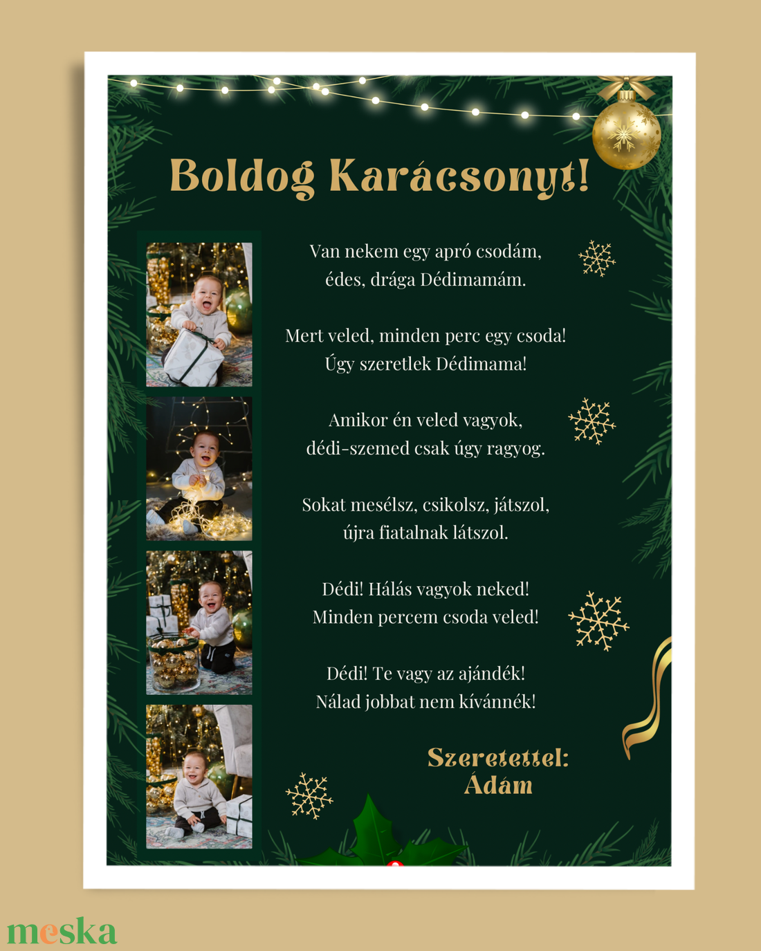 Boldog Karácsonyt Dédi falikép, saját fotókkal  - karácsony - karácsonyi lakásdekoráció - karácsonyi lakásdíszek - Meska.hu