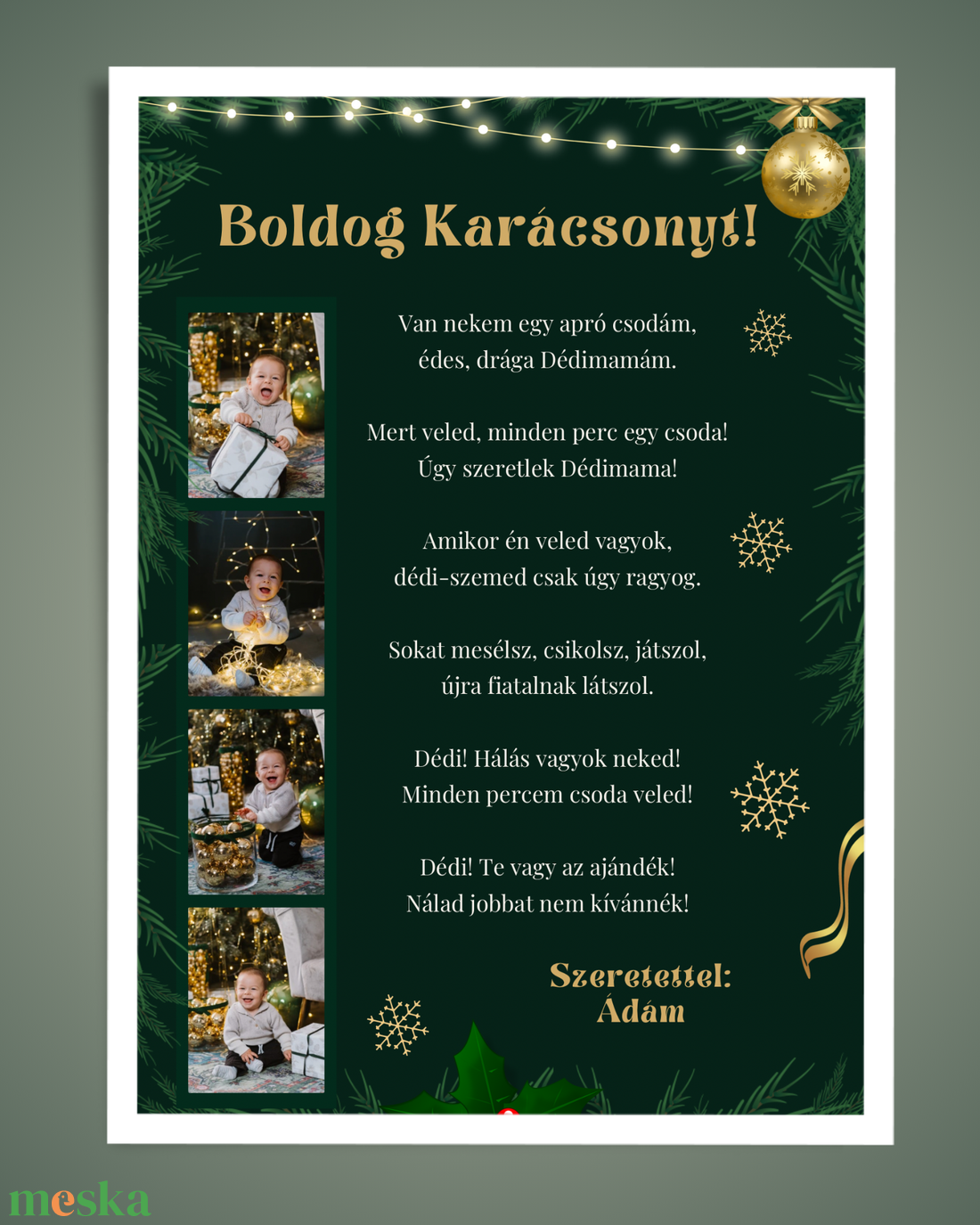 Boldog Karácsonyt Dédi falikép, saját fotókkal  - karácsony - karácsonyi lakásdekoráció - karácsonyi lakásdíszek - Meska.hu