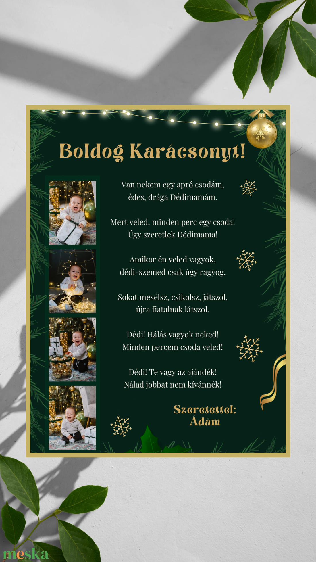 Boldog Karácsonyt Dédi falikép, saját fotókkal  - karácsony - karácsonyi lakásdekoráció - karácsonyi lakásdíszek - Meska.hu