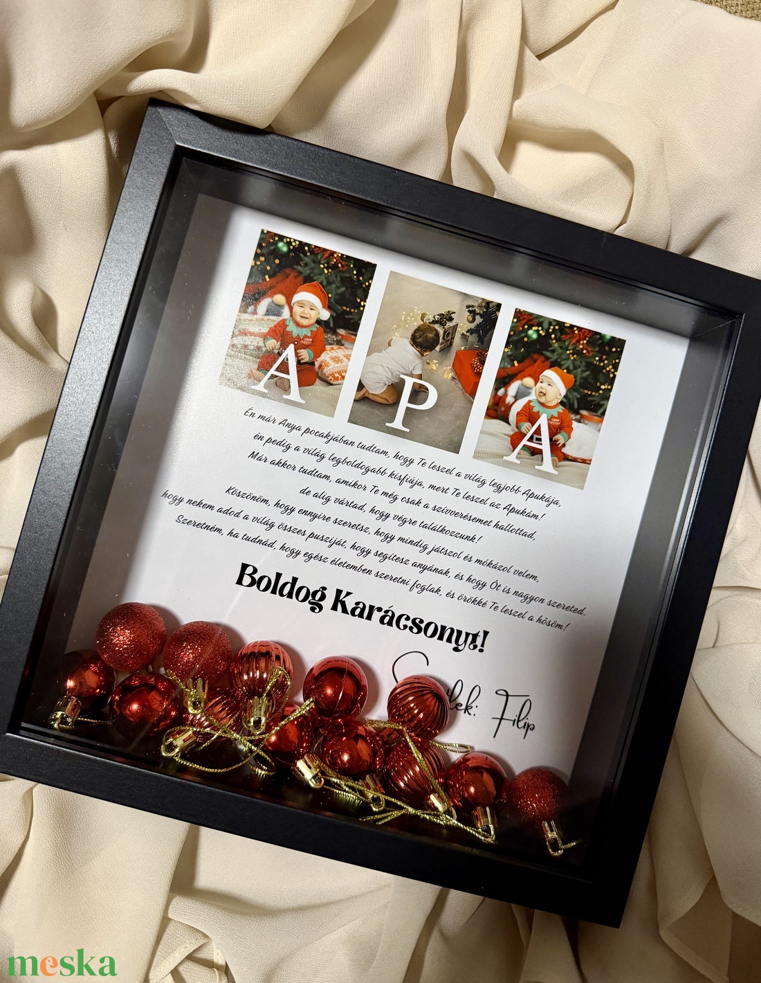 Boldog Karácsonyt 3D képkeret, falikép, karácsonyi ajándék  - karácsony - karácsonyi ajándékozás - karácsonyi képeslap, üdvözlőlap, ajándékkísérő - Meska.hu