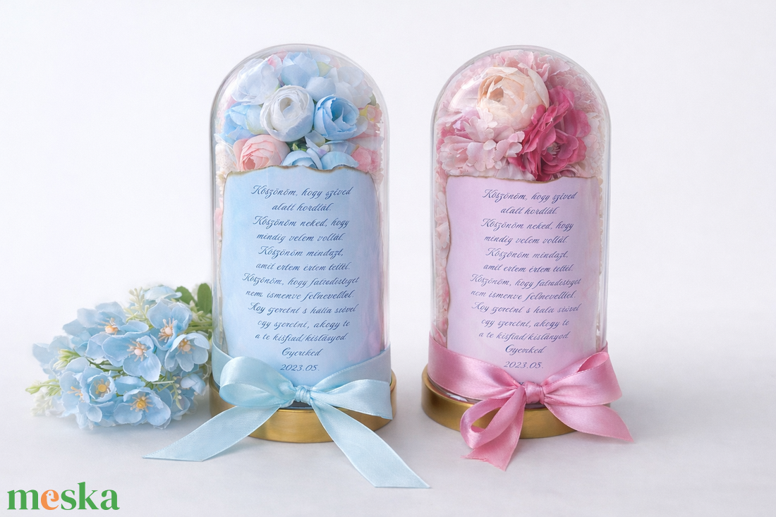 Szülőköszöntő örökrózsa virágbúra  - esküvő - emlék & ajándék - szülőköszöntő ajándék - Meska.hu