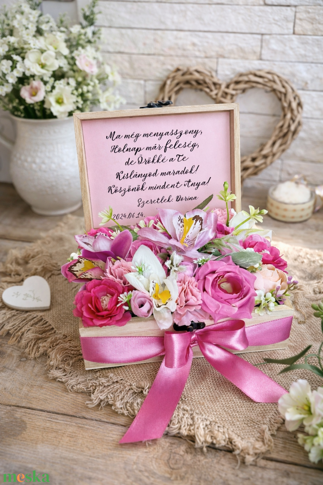 Szülőköszöntő virágbox - esküvő - emlék & ajándék - szülőköszöntő ajándék - Meska.hu