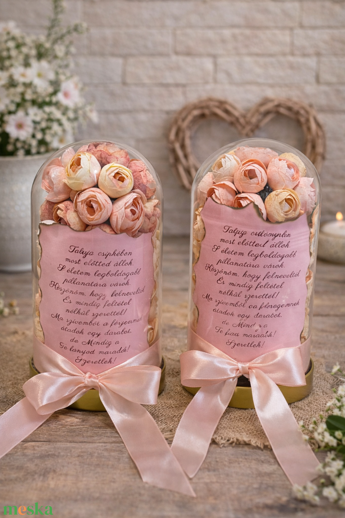 Szülőköszöntő örökrózsa virágbúra  - esküvő - emlék & ajándék - szülőköszöntő ajándék - Meska.hu