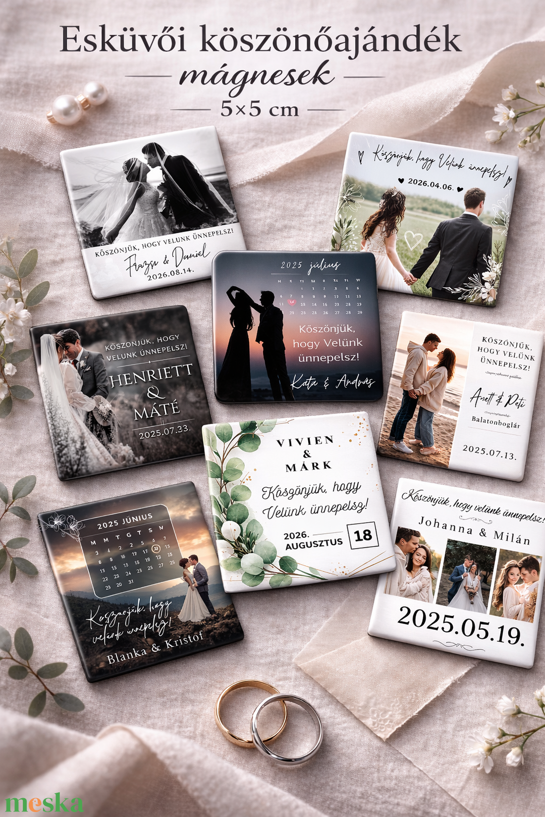 Esküvői köszönőajándék hűtőmágnes - otthon & életmód - konyhafelszerelés, tálalás - konyhai dekoráció - hűtőmágnes - Meska.hu