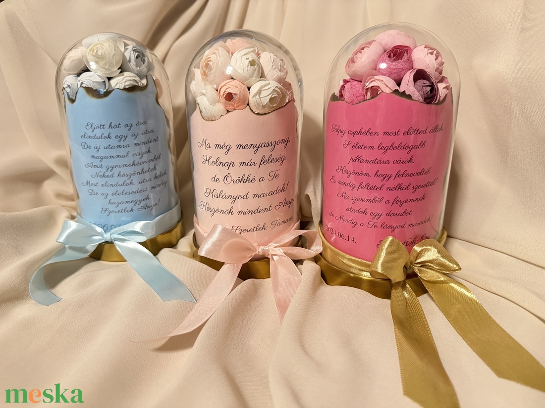 Szülőköszöntő örökrózsa virágbúra  - esküvő - emlék & ajándék - szülőköszöntő ajándék - Meska.hu