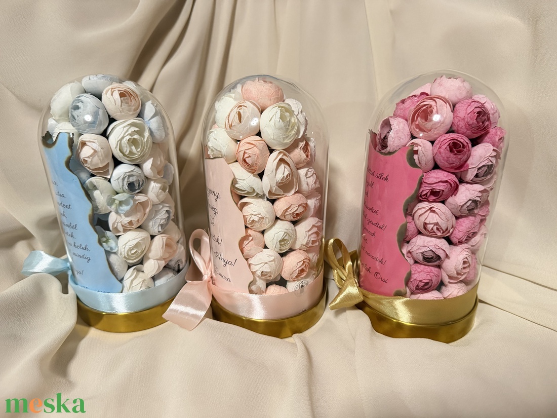 Szülőköszöntő örökrózsa virágbúra  - esküvő - emlék & ajándék - szülőköszöntő ajándék - Meska.hu