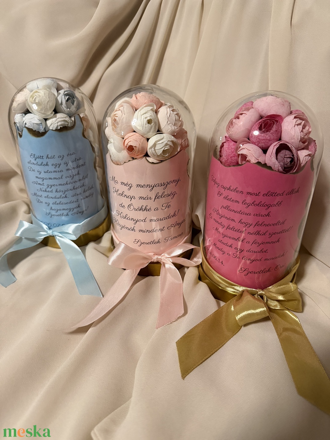 Szülőköszöntő örökrózsa virágbúra  - esküvő - emlék & ajándék - szülőköszöntő ajándék - Meska.hu