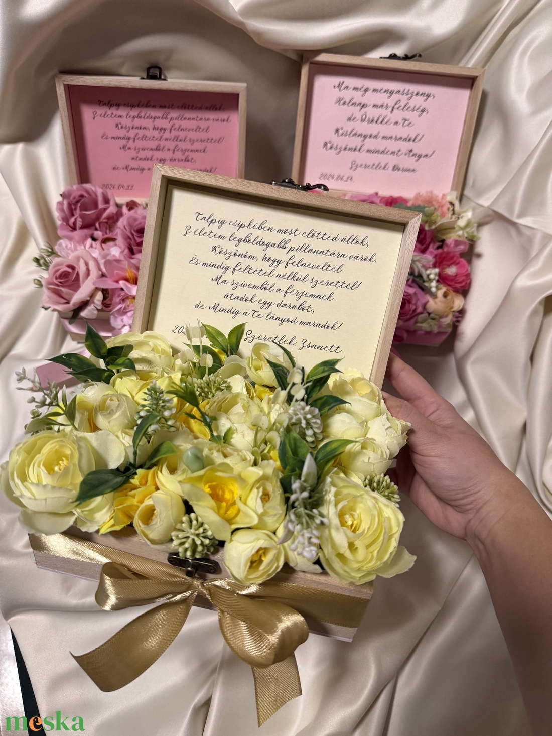 Szülőköszöntő virágbox - esküvő - emlék & ajándék - szülőköszöntő ajándék - Meska.hu