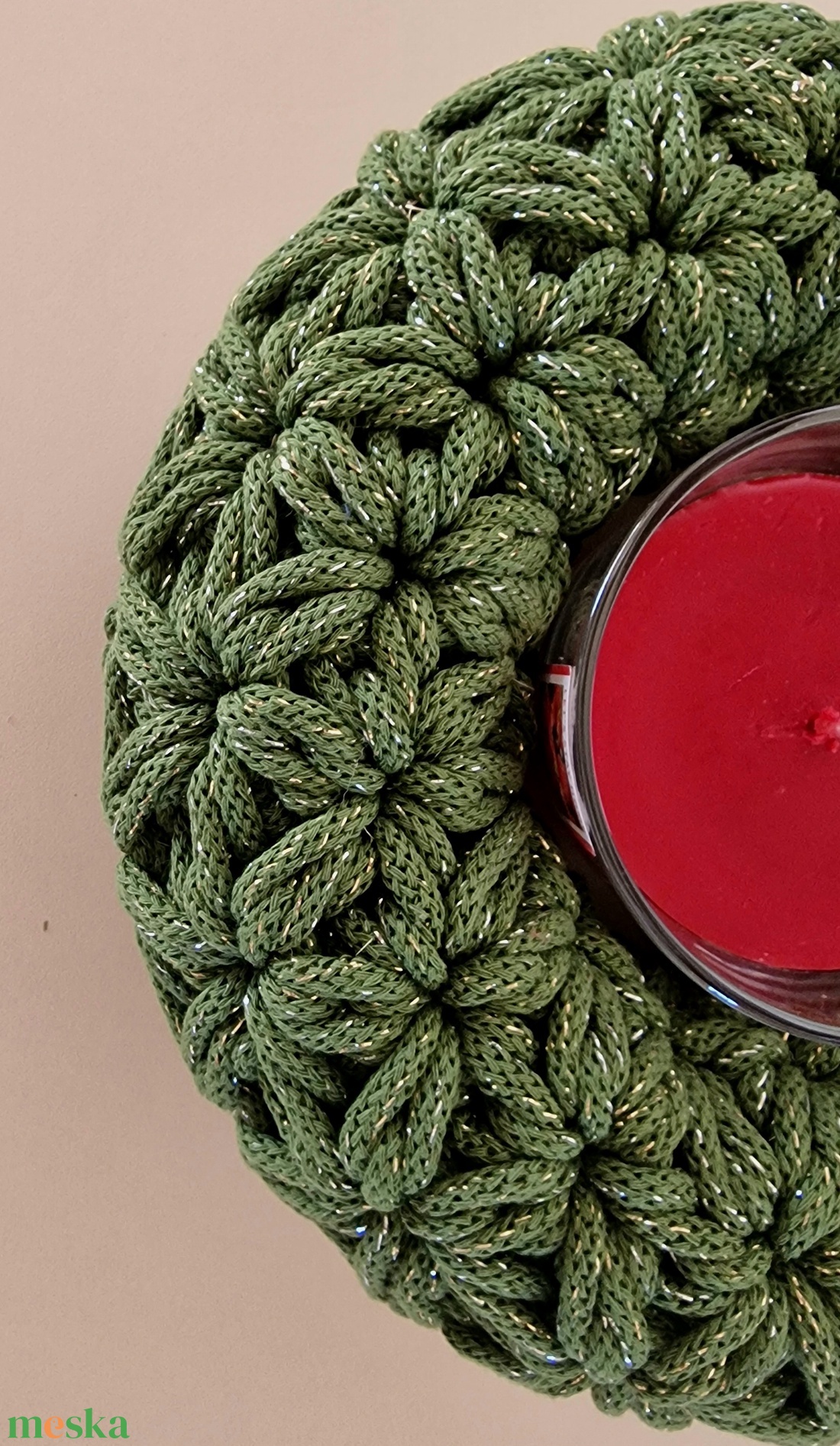  Horgolt koszorú, kopogtatónak vagy asztaldísznek  - karácsony - adventi díszek - adventi koszorú - Meska.hu