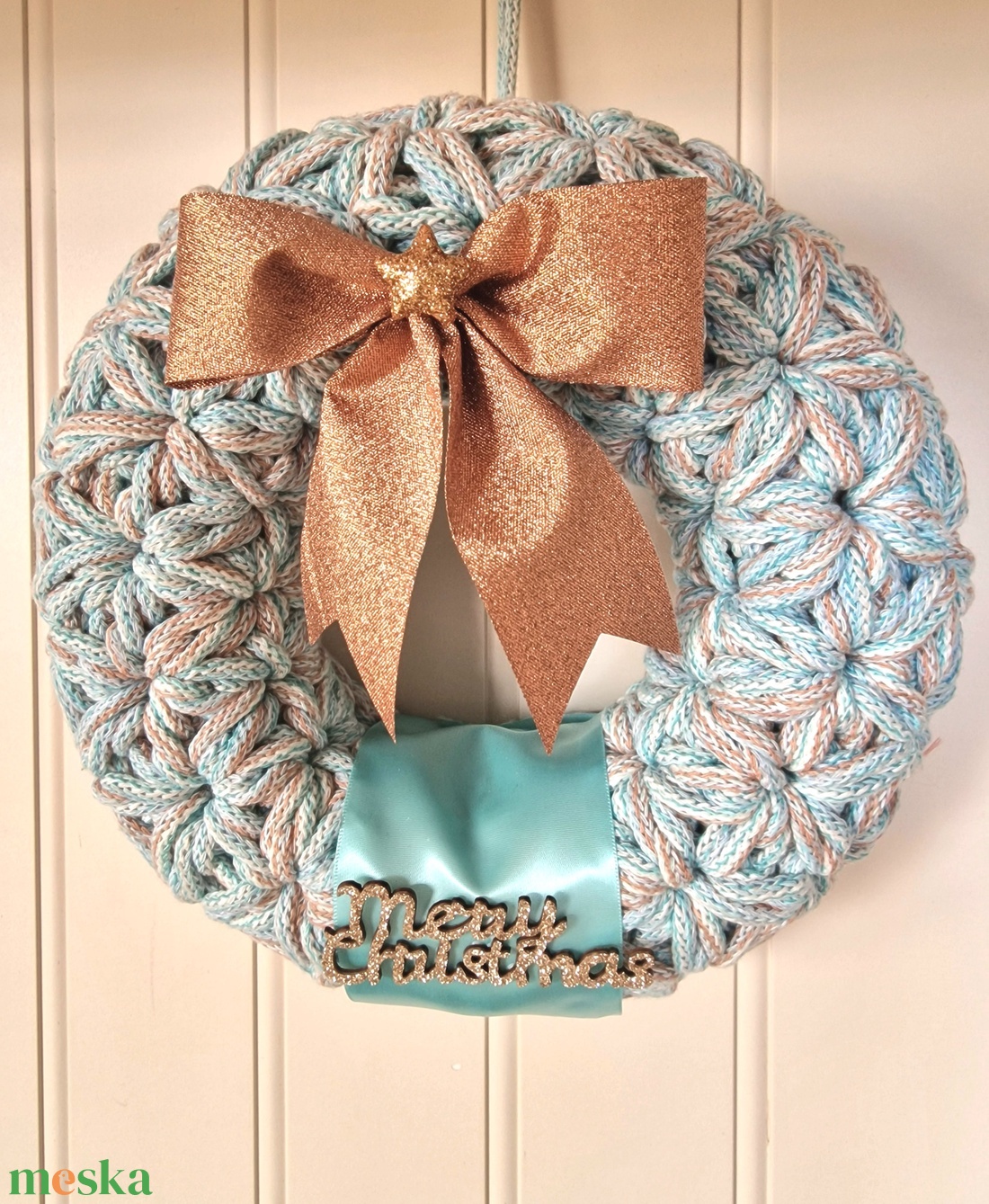  Horgolt  koszorú vintage színben - karácsony - adventi díszek - adventi koszorú - Meska.hu
