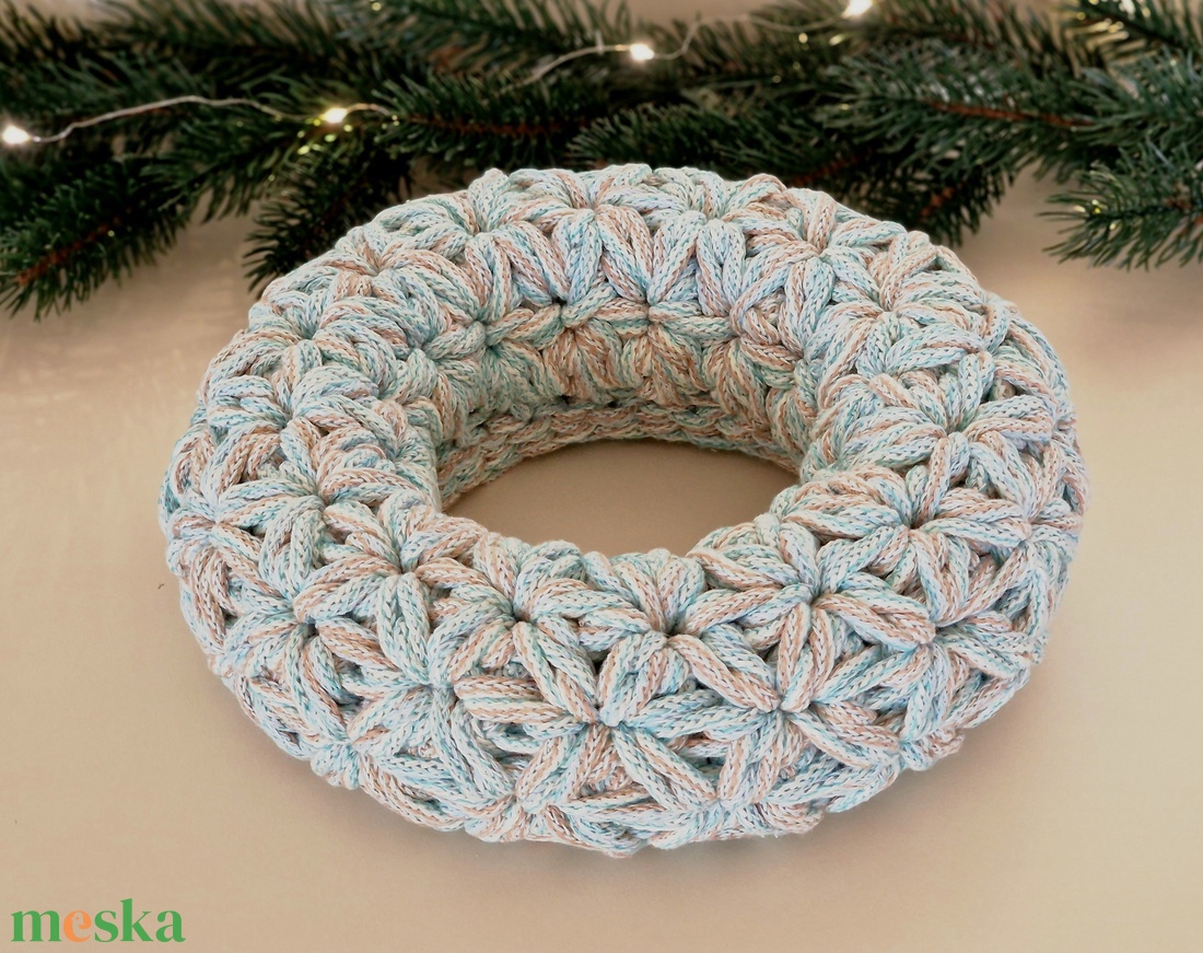  Horgolt  koszorú vintage színben - karácsony - adventi díszek - adventi koszorú - Meska.hu