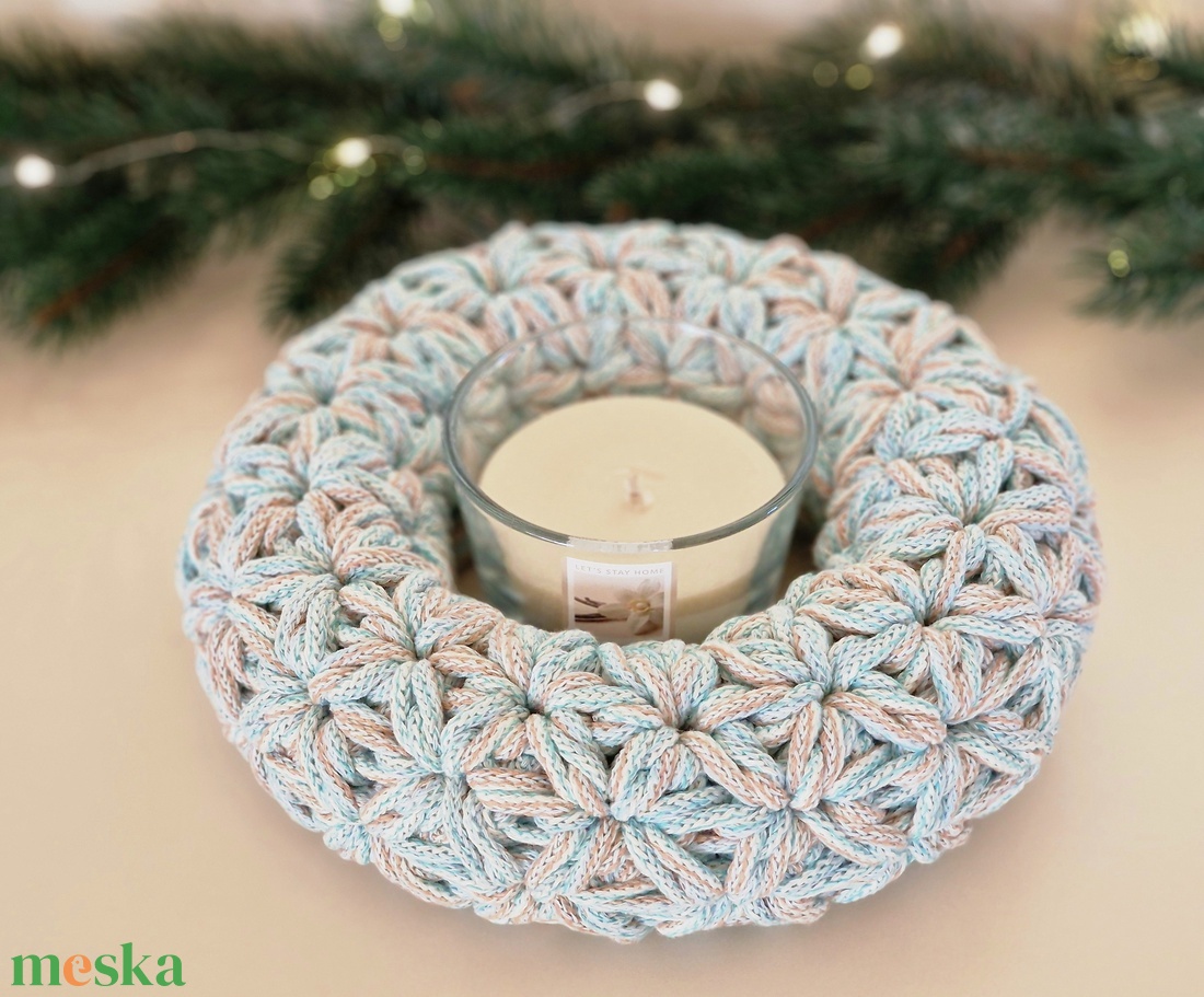  Horgolt  koszorú vintage színben - karácsony - adventi díszek - adventi koszorú - Meska.hu