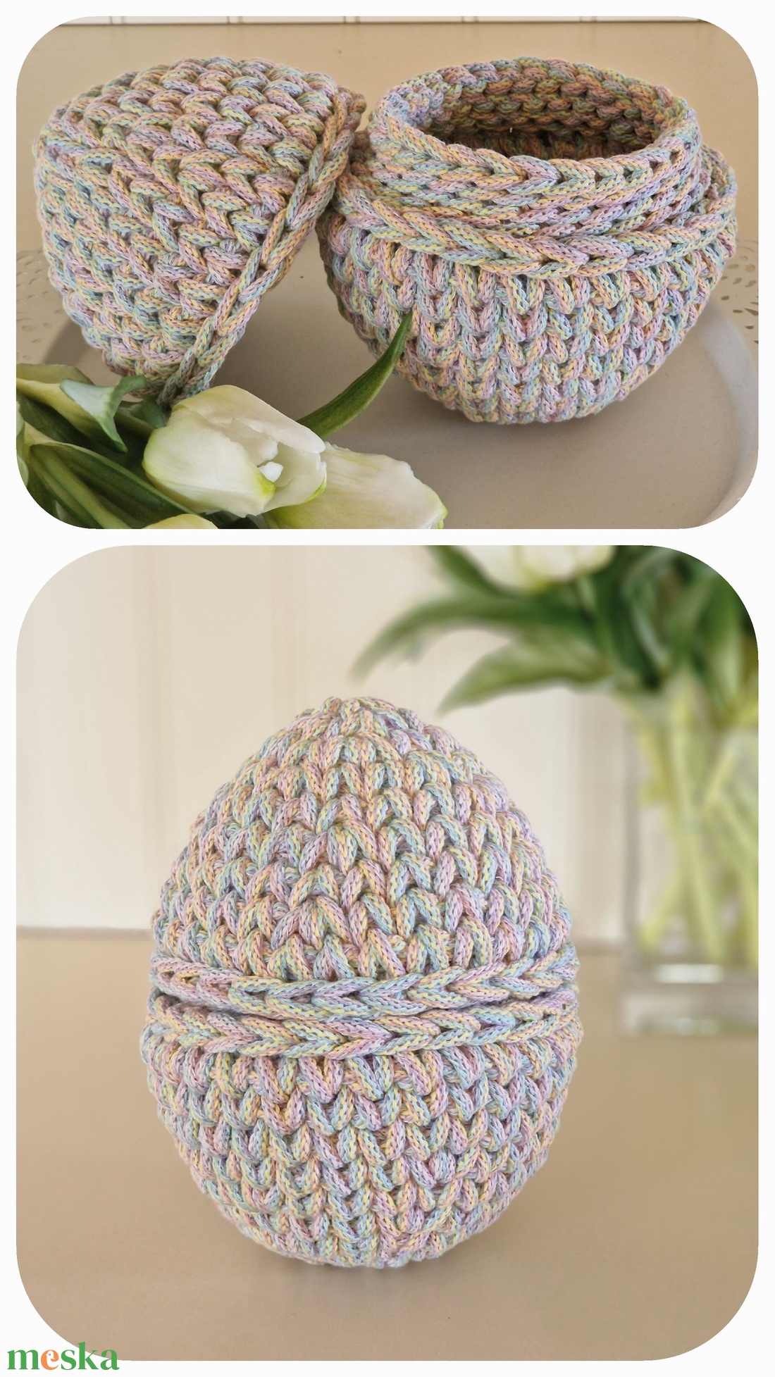 Horgolt tojás tároló - ünnepi díszek, dekorációk - húsvéti díszek és dekorációk - húsvéti tojás, hímestojás - Meska.hu