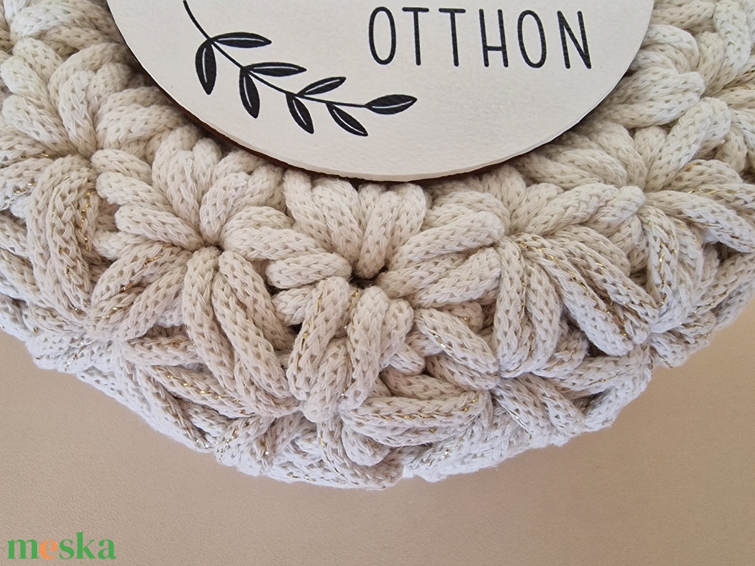  Horgolt kopogtató-édes otthon felirattal - otthon & életmód - dekoráció - ajtó- és ablak dekoráció - ajtódísz & kopogtató - Meska.hu