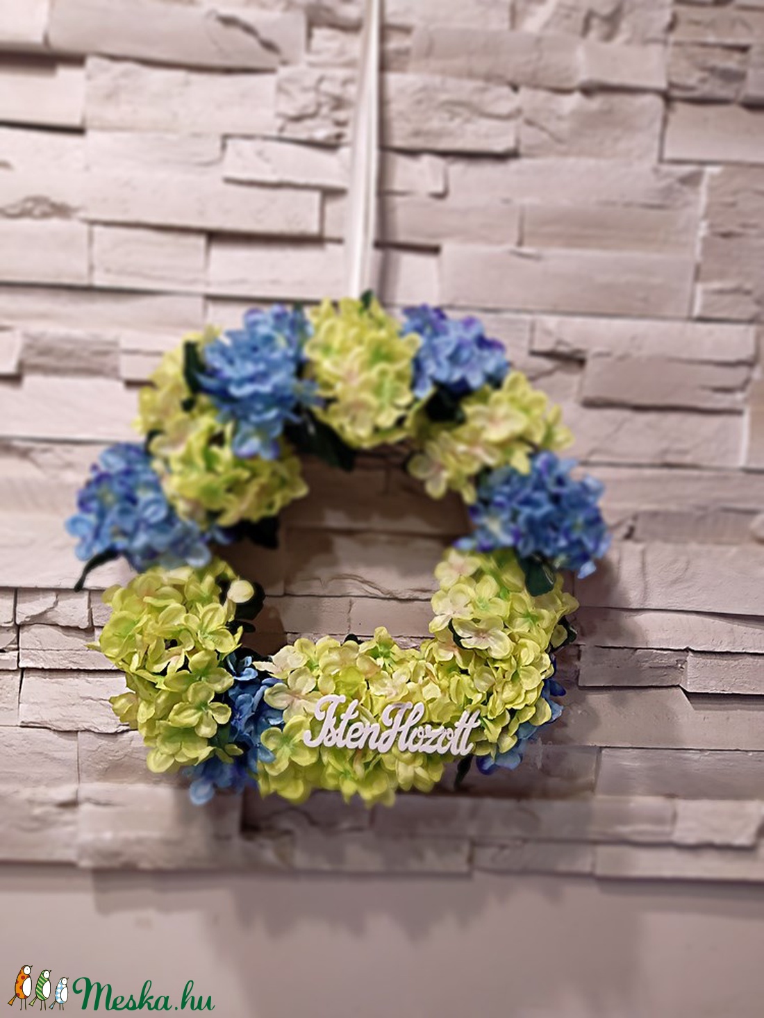 Tavaszi hortenzia kopogtató 30 cm - otthon & életmód - dekoráció - Meska.hu