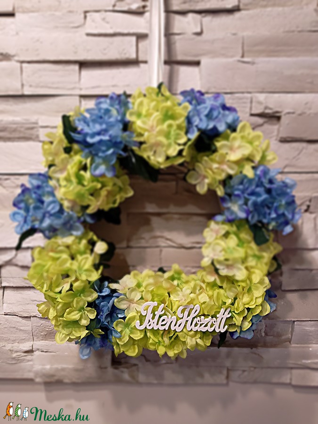 Tavaszi hortenzia kopogtató 30 cm - otthon & életmód - dekoráció - Meska.hu