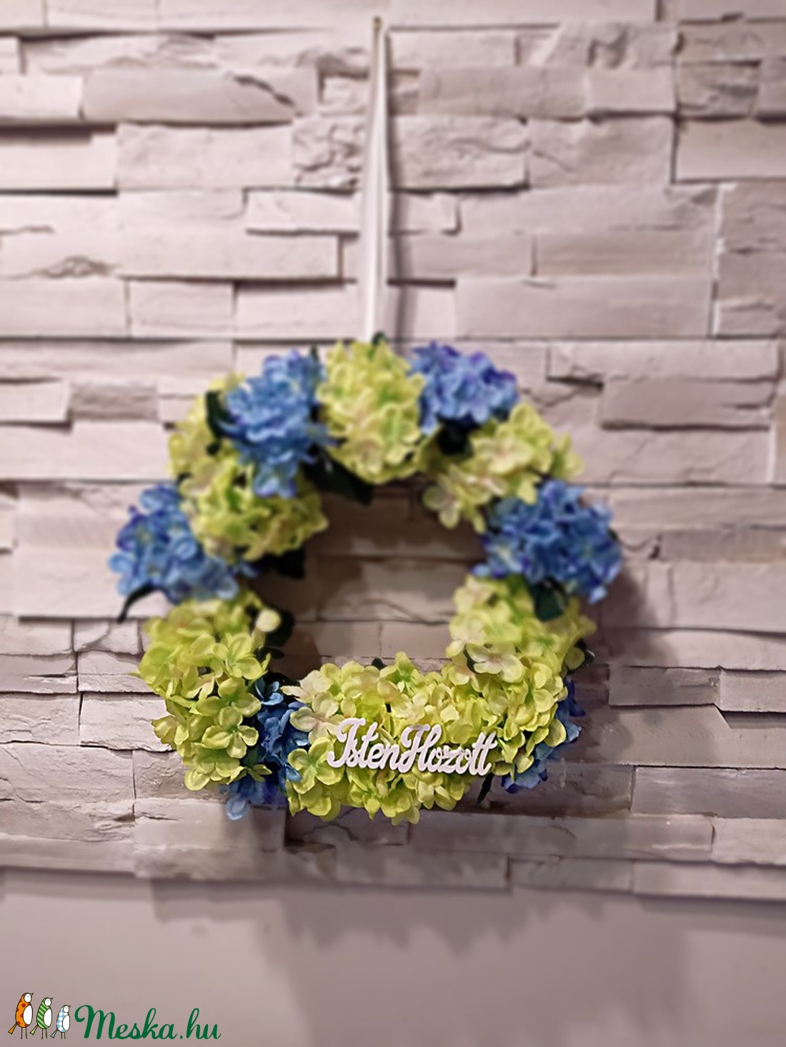 Tavaszi hortenzia kopogtató 30 cm - otthon & életmód - dekoráció - Meska.hu