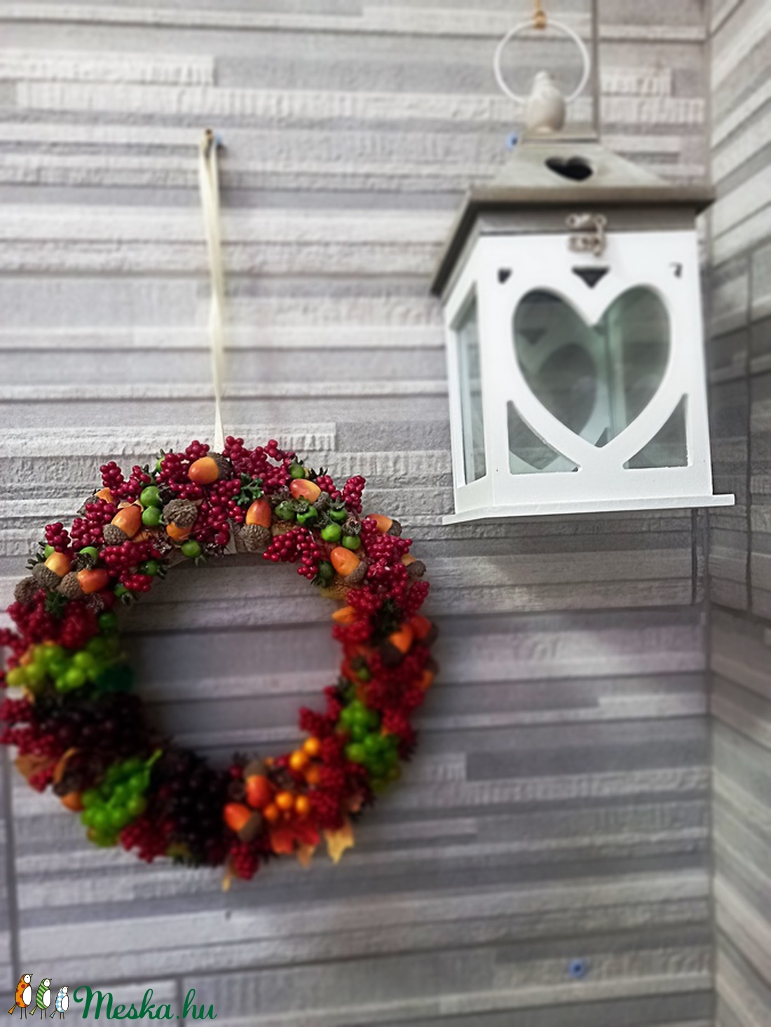 Őszi szőlős, apróbogyós ajtódekoráció 25 cm - otthon & életmód - dekoráció - Meska.hu