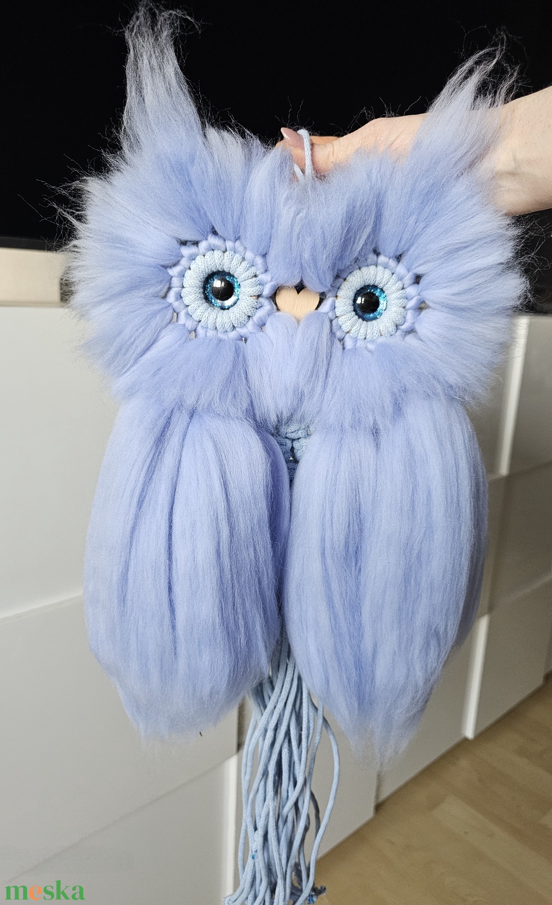 Skye- az égbolt őrzője makramé bagoly fali dekoráció  - otthon & életmód - dekoráció - fali és függő dekoráció - függődísz - Meska.hu