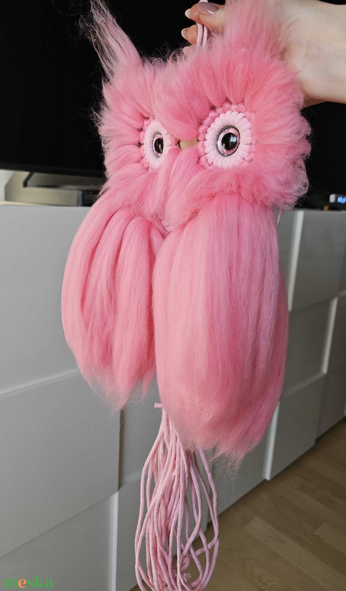 Rosie- a szívhang bagoly makramé bagoly fali dekoráció  - otthon & életmód - dekoráció - fali és függő dekoráció - függődísz - Meska.hu