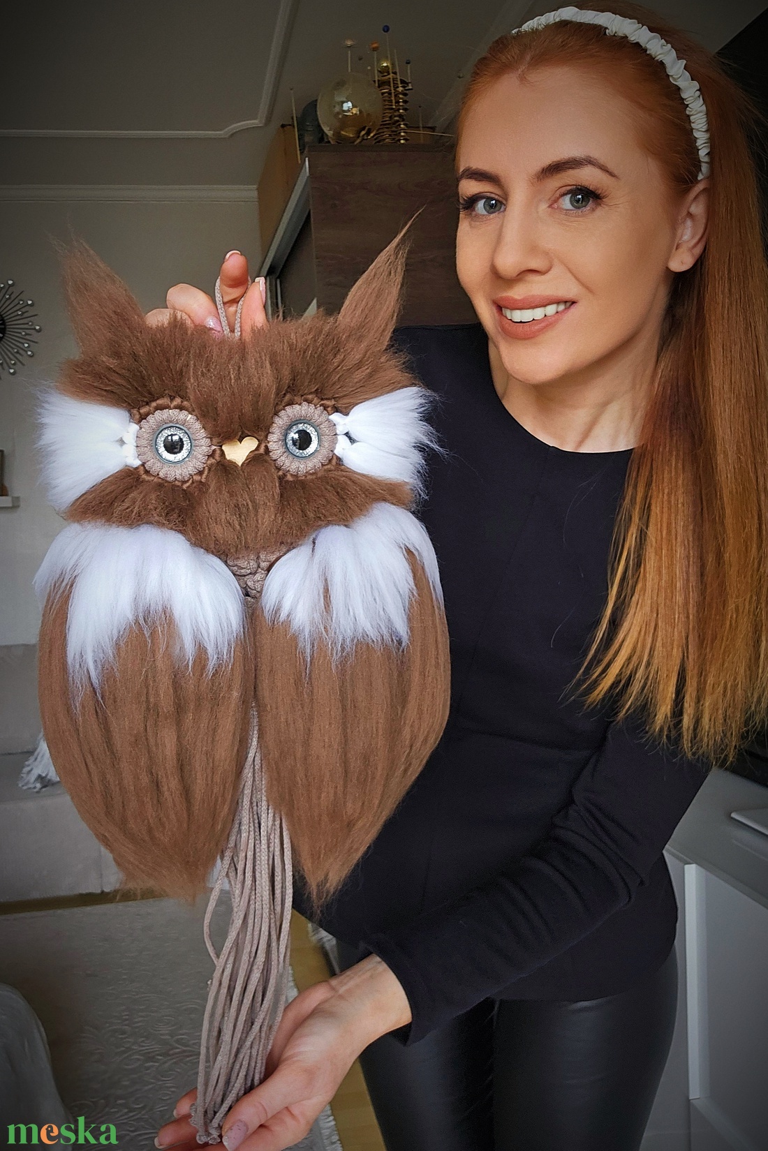 Mocha- az erdei bölcs makramé bagoly fali dekoráció  - otthon & életmód - dekoráció - fali és függő dekoráció - függődísz - Meska.hu