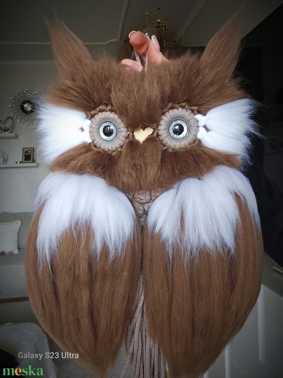 Mocha- az erdei bölcs makramé bagoly fali dekoráció  - otthon & életmód - dekoráció - fali és függő dekoráció - függődísz - Meska.hu