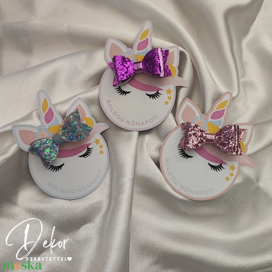 Masnis hajcsat kislányoknak � nőnapi ajándék unikornisos kártyával - ruha & divat - hajdísz & hajcsat - hajcsat & hajtű - Meska.hu