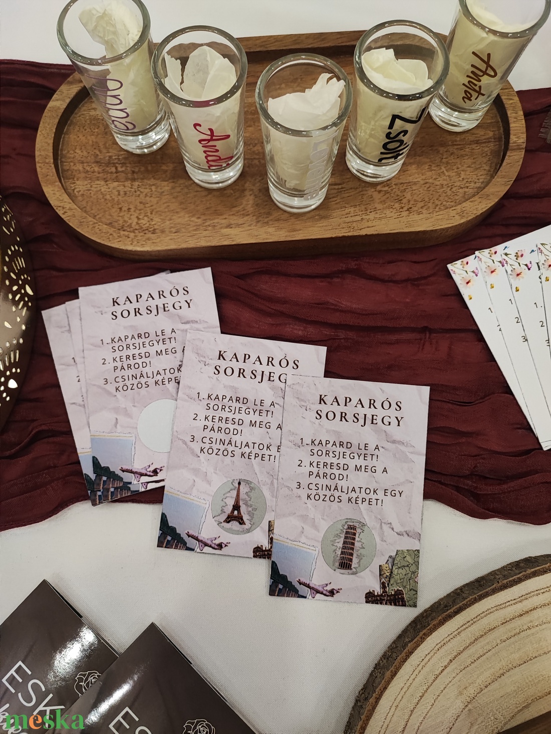 Esküvői kaparós sorsjegy � egyedi nászajándék és vendégjáték - utazós témában - esküvő - emlék & ajándék - köszönőajándék - Meska.hu