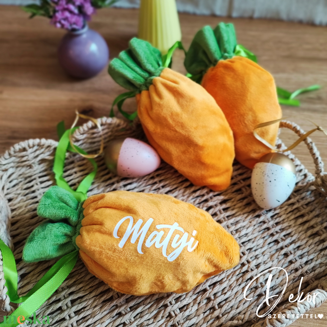 Húsvéti répa zsák � kedves ajándékcsomagolás tojásokhoz és apró meglepetésekhez - ünnepi díszek, dekorációk - húsvéti díszek és dekorációk - húsvéti ajándékátadó - Meska.hu