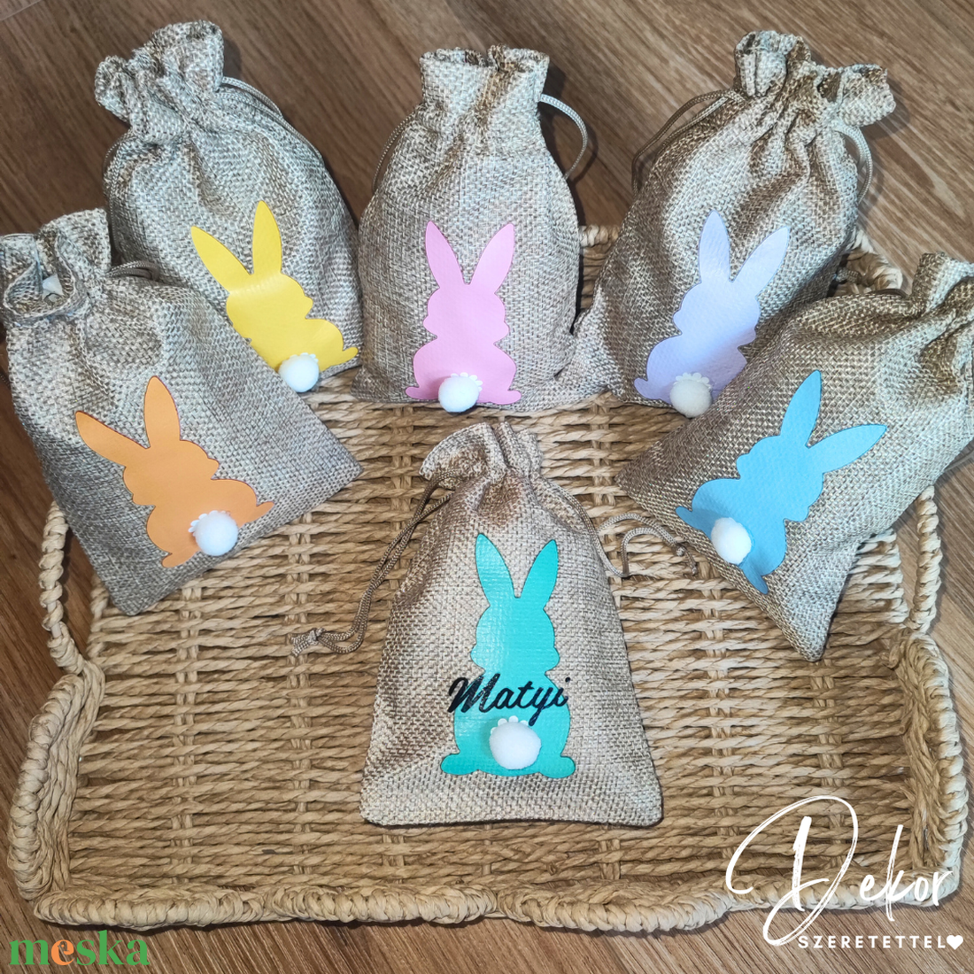 Húsvéti névreszóló zsákocska � kedves ajándékcsomagolás tojásokhoz és apró meglepetésekhez - ünnepi díszek, dekorációk - húsvéti díszek és dekorációk - húsvéti ajándékátadó - Meska.hu