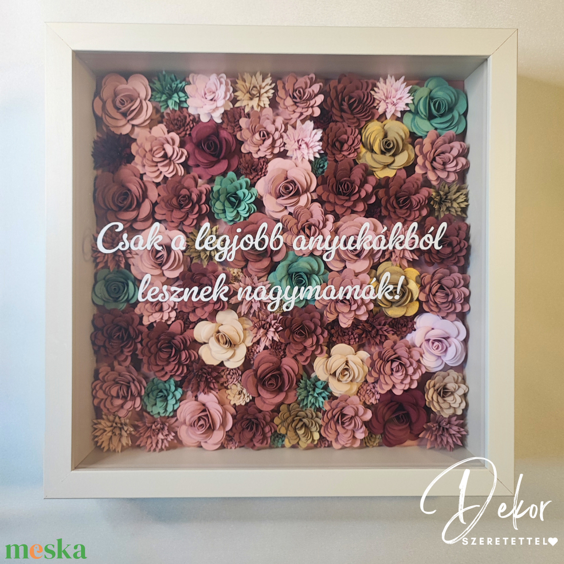Papírvirág box felirattal tele virágokkal - anyák napjára köszöntő ajándék - otthon & életmód - dekoráció - kép & falikép - 3d képek - Meska.hu