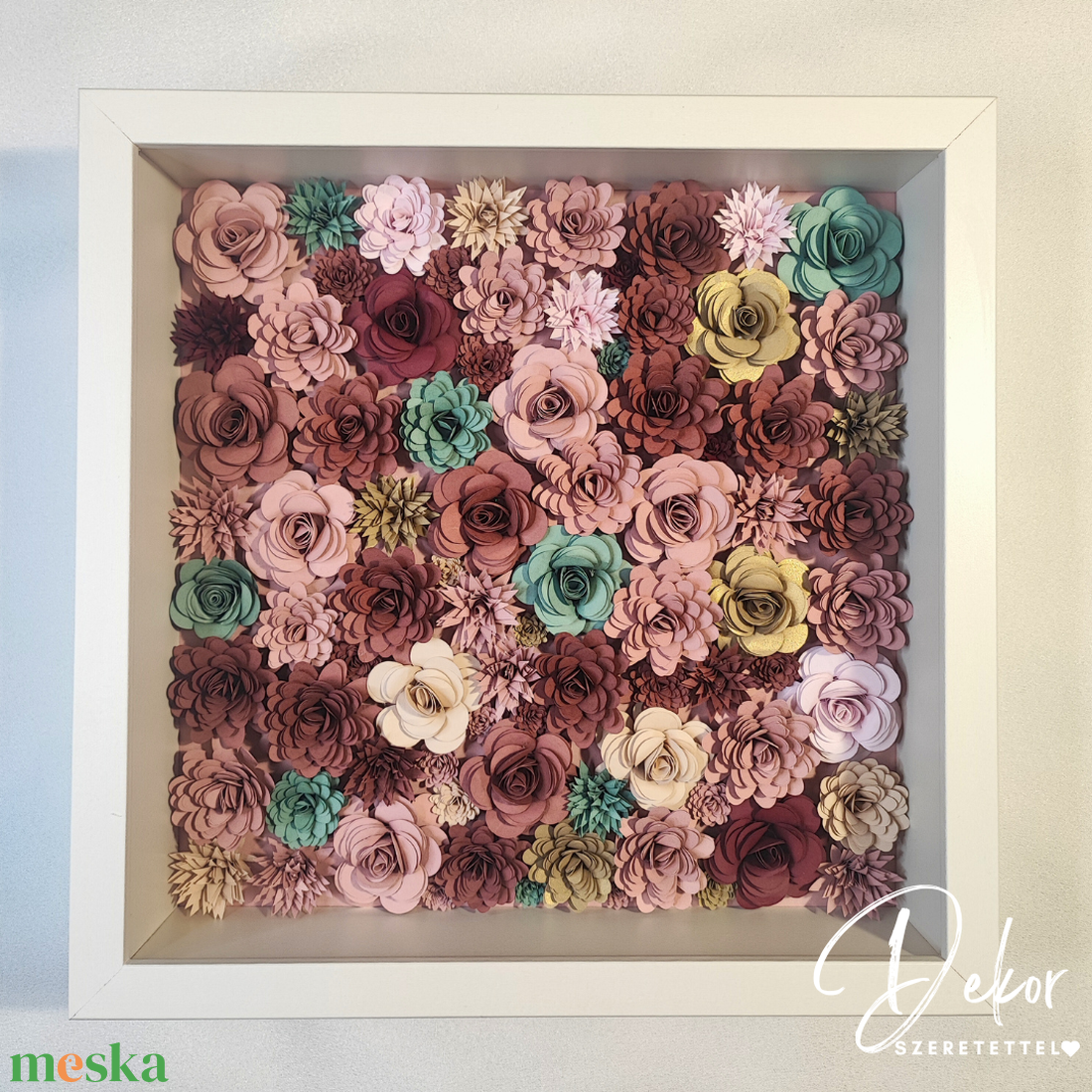 Papírvirág box felirattal tele virágokkal - anyák napjára köszöntő ajándék - otthon & életmód - dekoráció - kép & falikép - 3d képek - Meska.hu