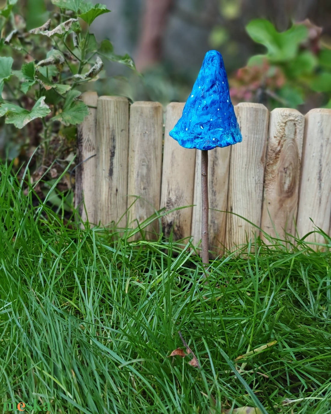 Kék varázsló kalap gombavirág - otthon & életmód - ház & kert - kerti dísz - Meska.hu
