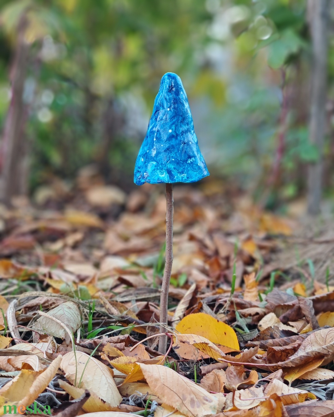 Kék varázsló kalap gombavirág - otthon & életmód - ház & kert - kerti dísz - Meska.hu