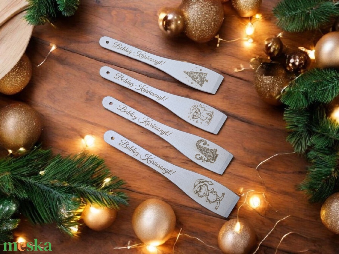 Karácsonyi fakanál - otthon & életmód - konyhafelszerelés, tálalás - sütés, főzés - fakanál & fakanáltartó - Meska.hu