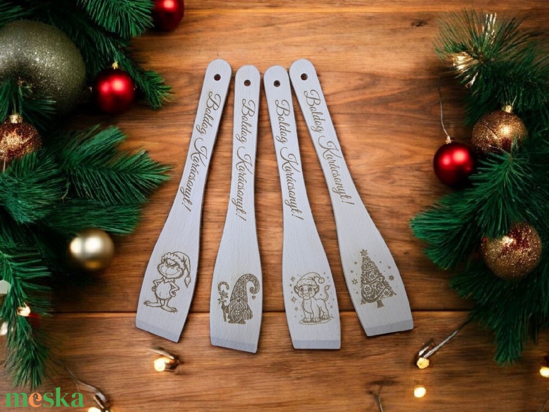 Karácsonyi fakanál - otthon & életmód - konyhafelszerelés, tálalás - sütés, főzés - fakanál & fakanáltartó - Meska.hu