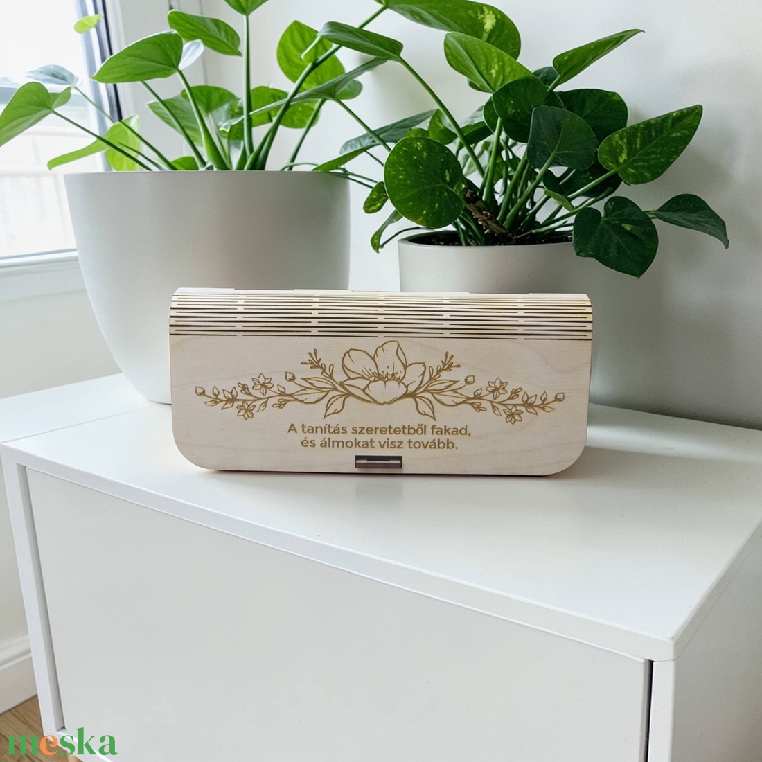 Gravírozott fa tolltartó, köszönetajándék - otthon & életmód - papír, írószer - ceruza & toll - Meska.hu