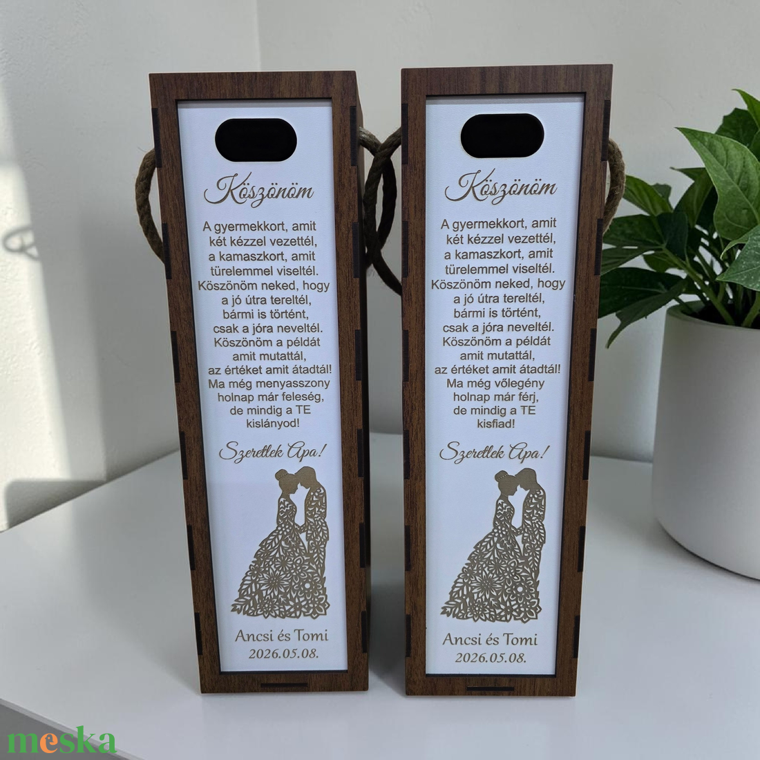 Esküvői 1 pár szülőköszöntő ajándék bortartó  - esküvő - emlék & ajándék - szülőköszöntő ajándék - Meska.hu