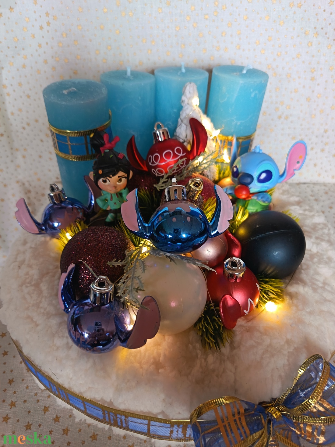 Stitch - karácsony - adventi díszek - adventi koszorú - Meska.hu