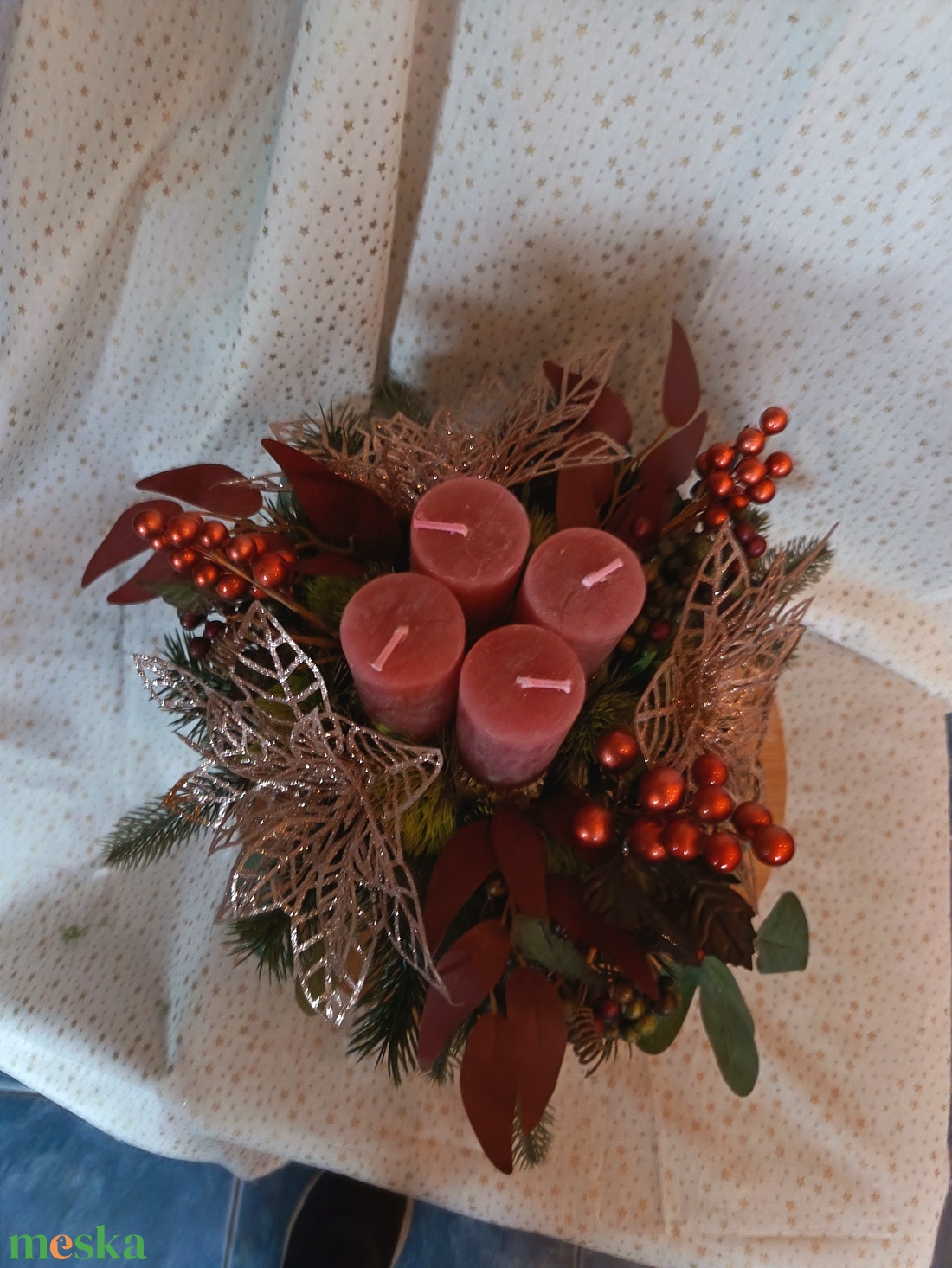 Asztaldísze - karácsony - adventi díszek - adventi koszorú - Meska.hu