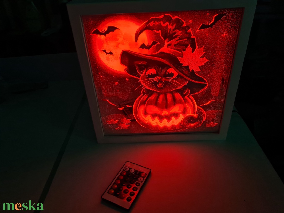 Halloween cica mintás DekorTükör - otthon & életmód - dekoráció - dísztárgy - Meska.hu